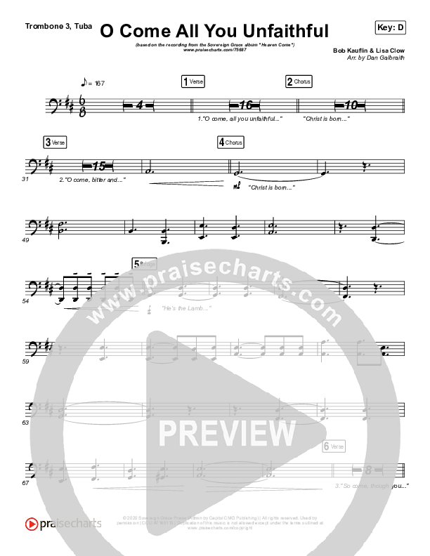 O Come All You Unfaithful Trombone 3/Tuba (Sovereign Grace)