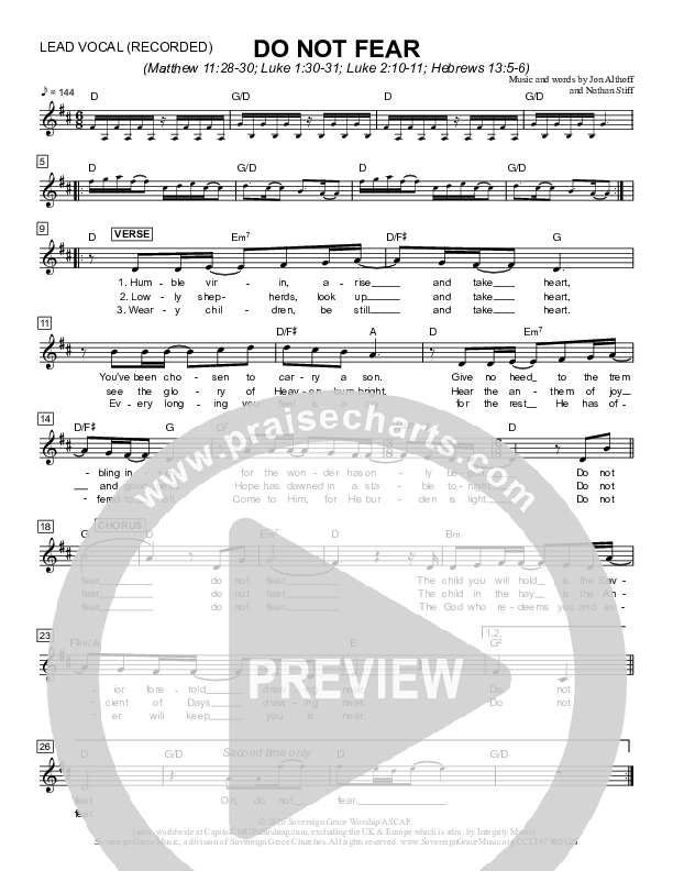 Do Not Fear Lead Sheet (Sovereign Grace)