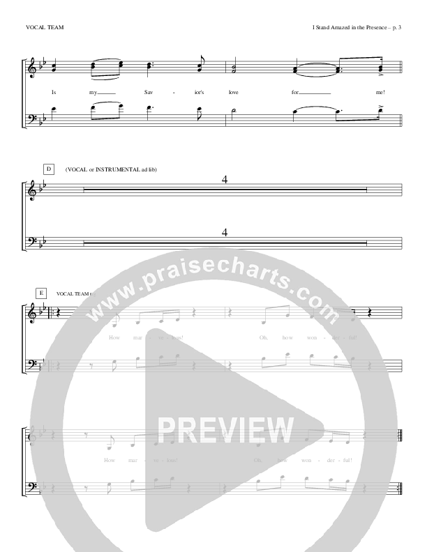 I Stand Amazed In The Presence Choir Sheet (Todd Billingsley)