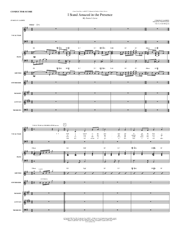I Stand Amazed In The Presence Conductor's Score (Todd Billingsley)