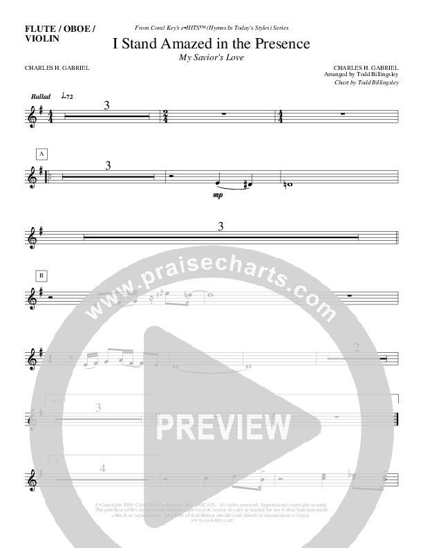 I Stand Amazed In The Presence Flute/Oboe (Todd Billingsley)