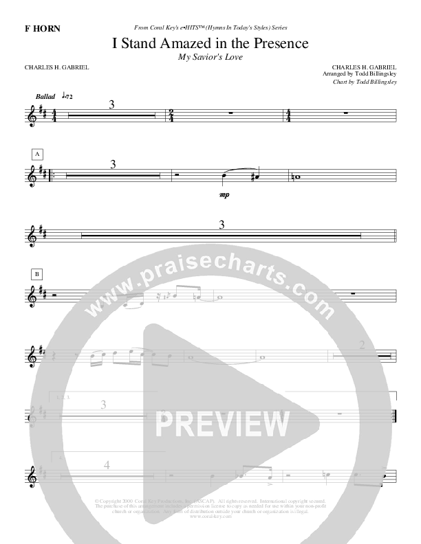 I Stand Amazed In The Presence French Horn (Todd Billingsley)