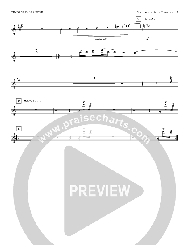 I Stand Amazed In The Presence Tenor Sax/Baritone T.C. (Todd Billingsley)