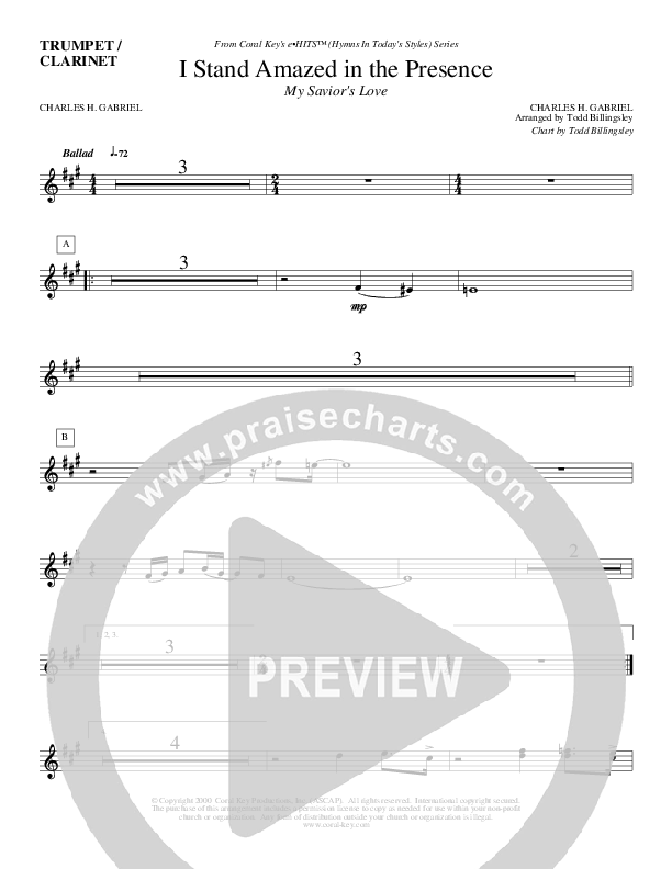 I Stand Amazed In The Presence Trumpet (Todd Billingsley)