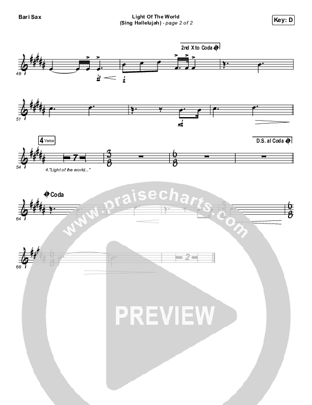 Light Of The World (Sing Hallelujah) Bari Sax (We The Kingdom)