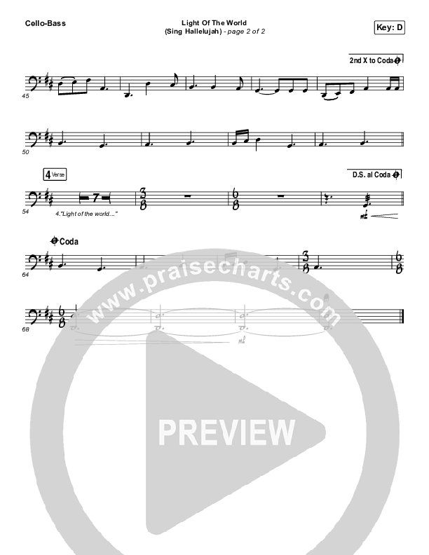 Light Of The World (Sing Hallelujah) Cello/Bass (We The Kingdom)