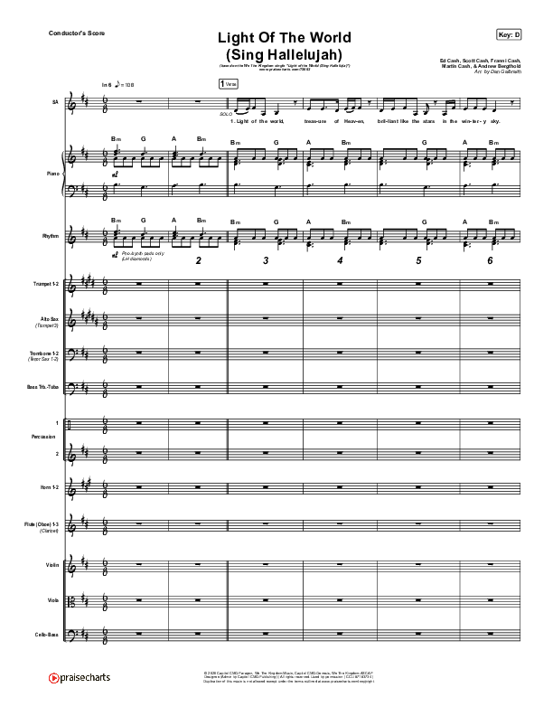 Light Of The World (Sing Hallelujah) Conductor's Score (We The Kingdom)