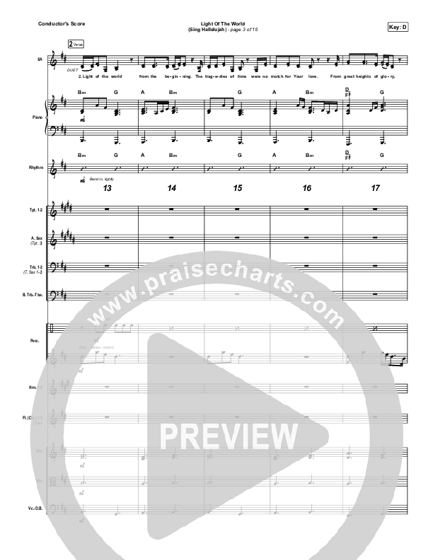 Light Of The World (Sing Hallelujah) Conductor's Score (We The Kingdom)