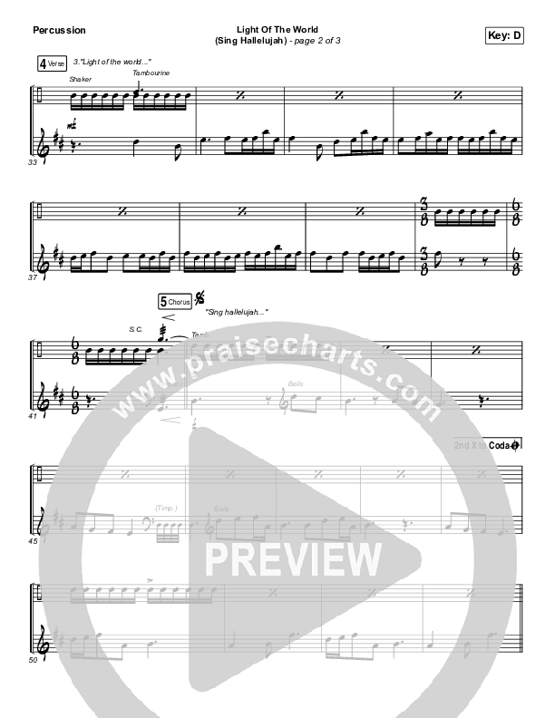 Light Of The World (Sing Hallelujah) Percussion (We The Kingdom)