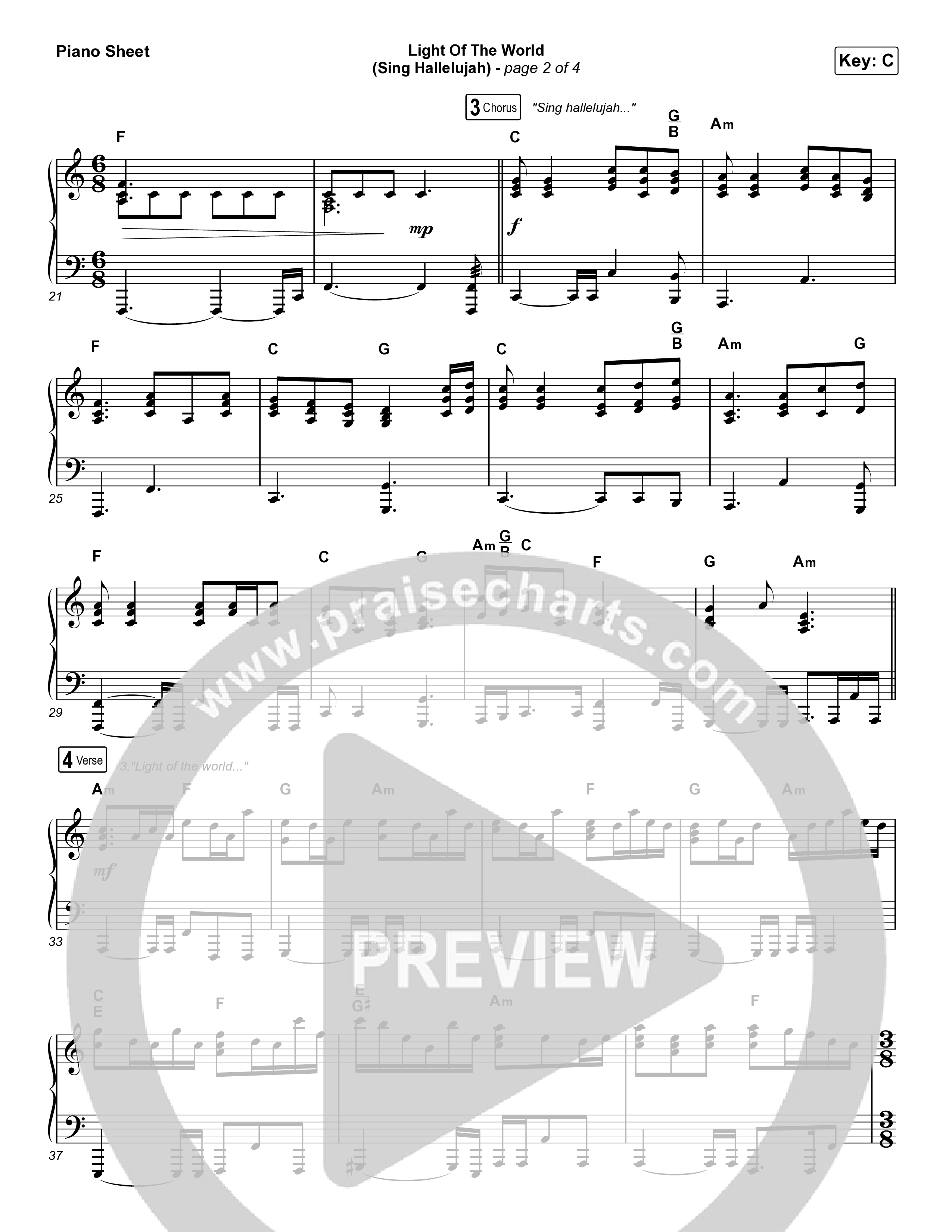 Light Of The World (Sing Hallelujah) Piano Sheet (We The Kingdom)