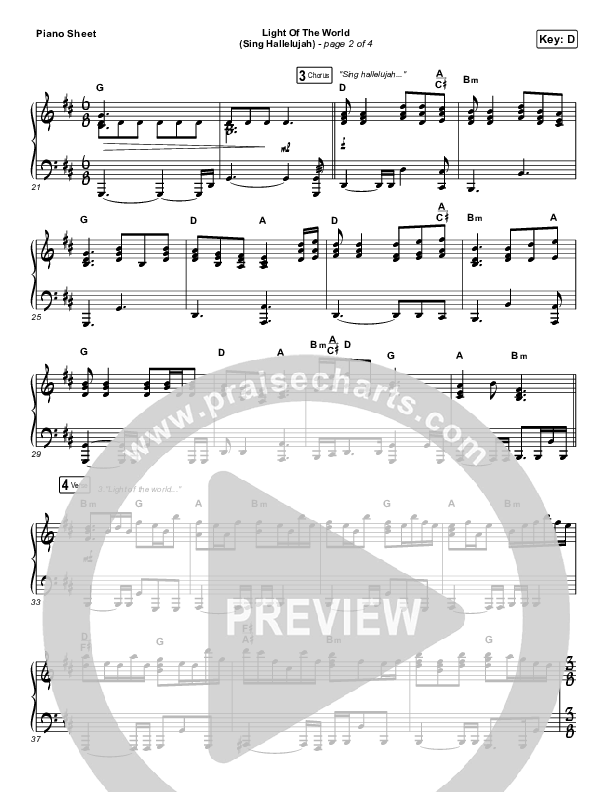 Light Of The World (Sing Hallelujah) Piano Sheet (We The Kingdom)