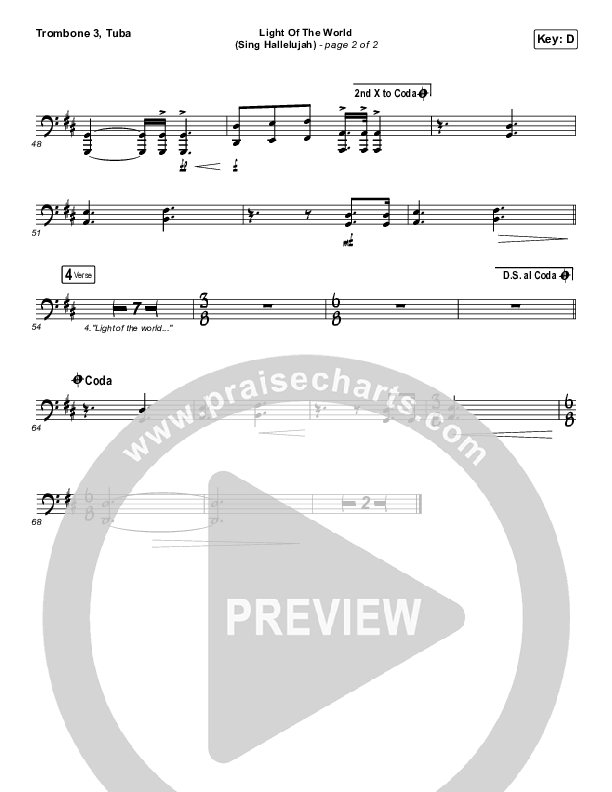 Light Of The World (Sing Hallelujah) Trombone 3/Tuba (We The Kingdom)