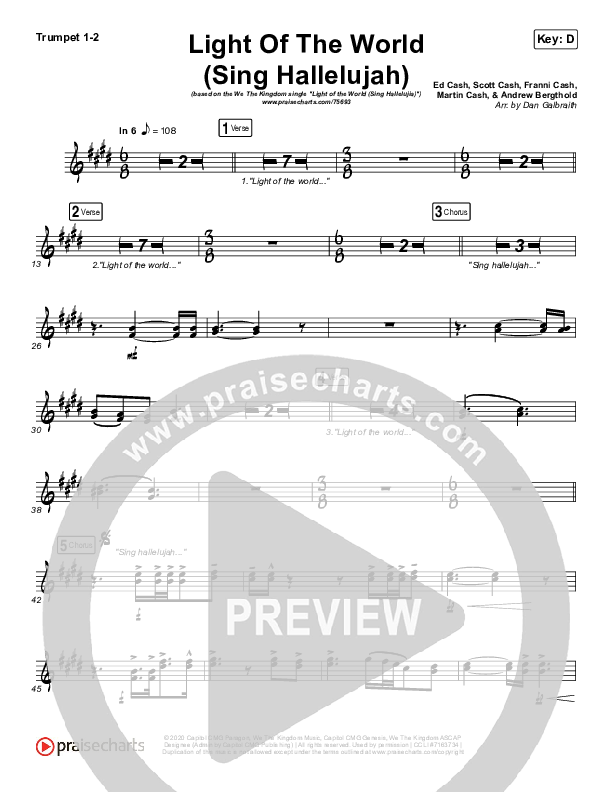 Light Of The World (Sing Hallelujah) Brass Pack (We The Kingdom)