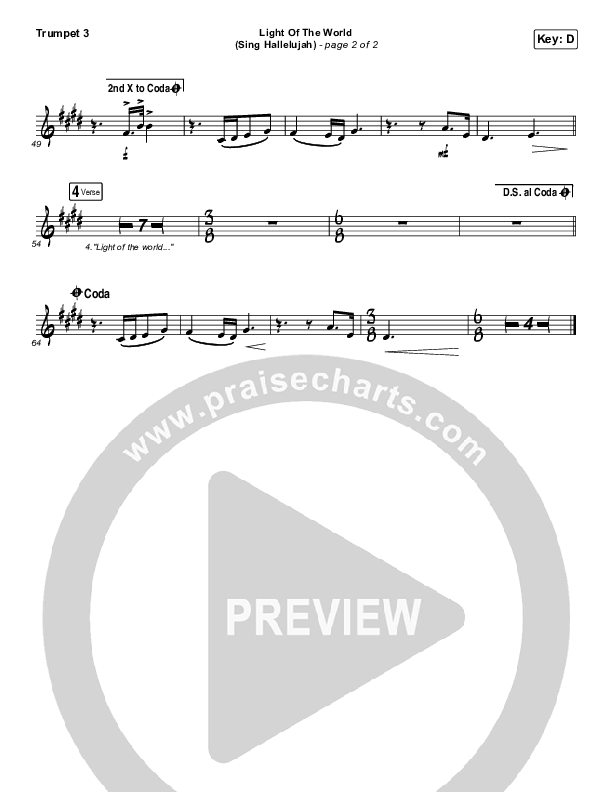 Light Of The World (Sing Hallelujah) Trumpet 3 (We The Kingdom)