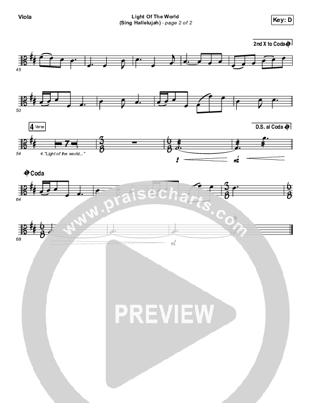 Light Of The World (Sing Hallelujah) Viola (We The Kingdom)