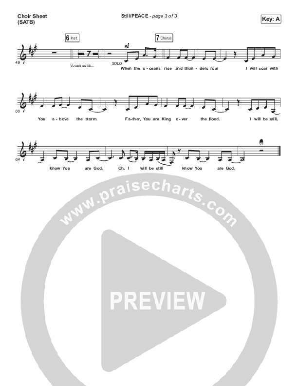Still / PEACE Choir Sheet (SATB) (Hillsong Worship / Benjamin William Hastings / Hannah Hobbs)