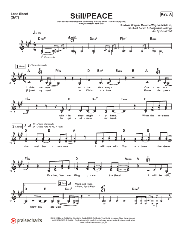 Still / PEACE Lead Sheet (SAT) (Hillsong Worship / Benjamin William Hastings / Hannah Hobbs)