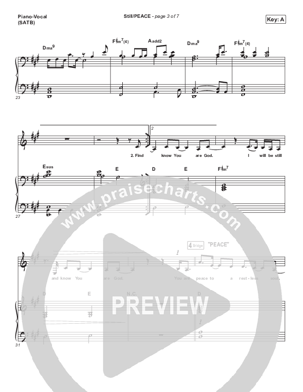Still / PEACE Piano/Vocal (SATB) (Hillsong Worship / Benjamin William Hastings / Hannah Hobbs)