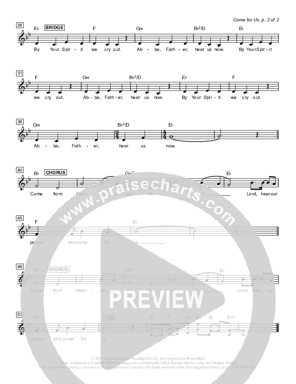 Come For Us Lead Sheet (Melody) (Sovereign Grace)
