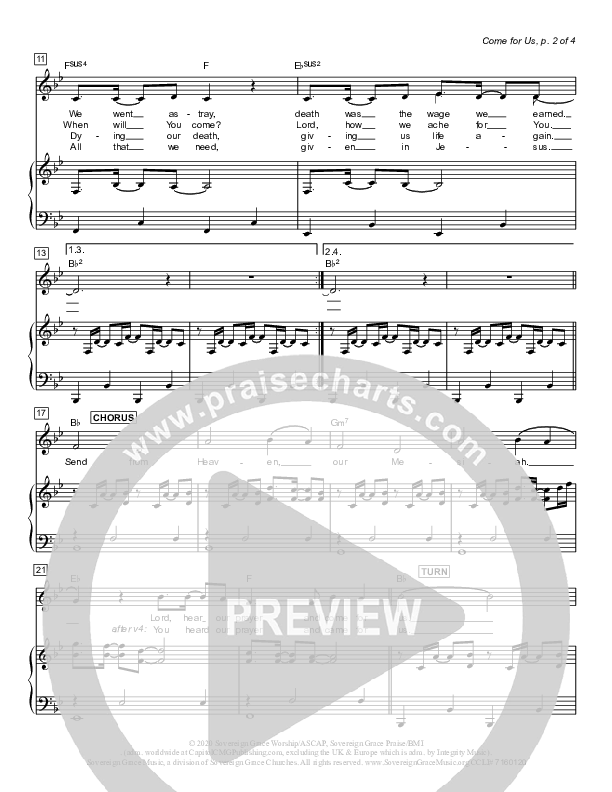 Come For Us Lead & Piano/Vocal (Sovereign Grace)