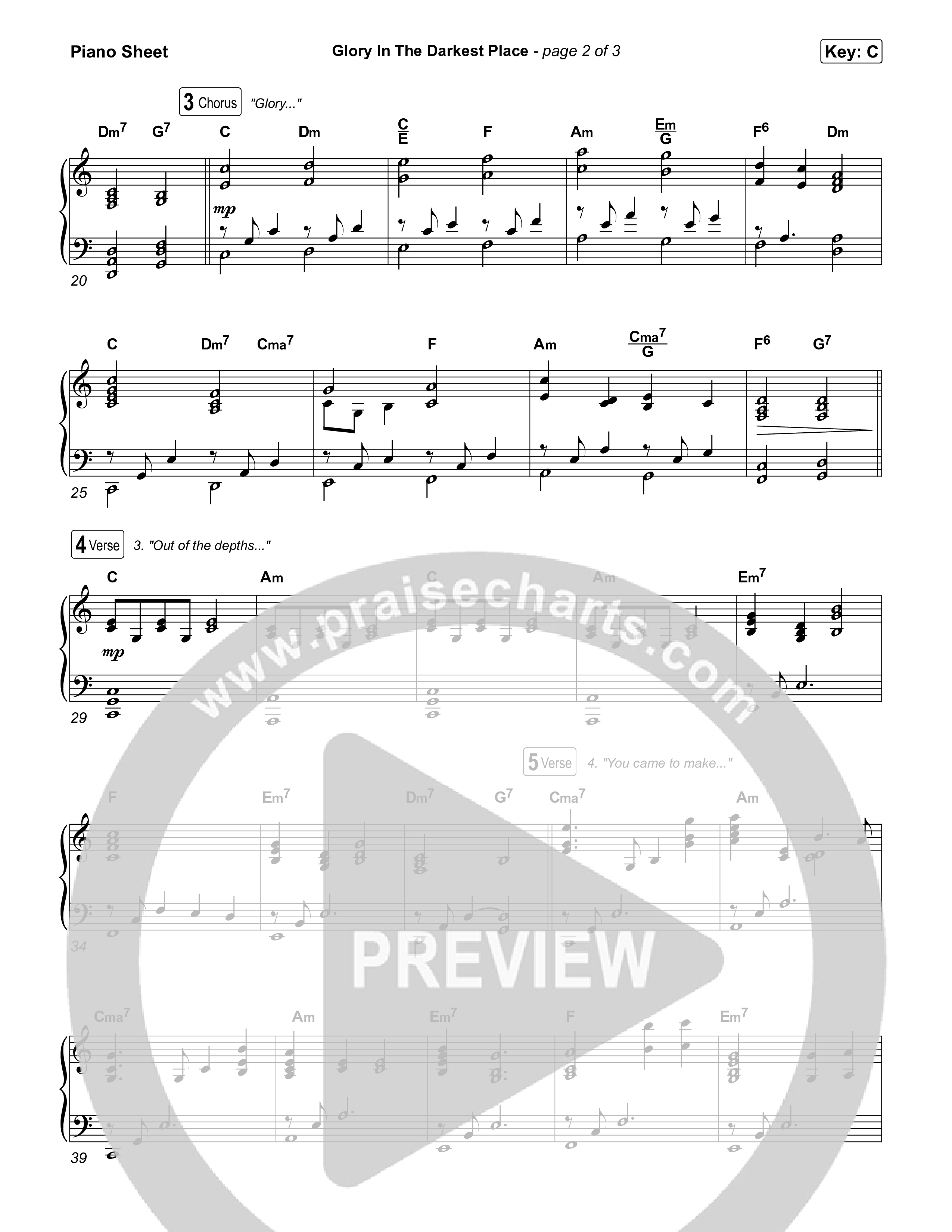 Glory In The Darkest Place Piano Sheet (Sovereign Grace)
