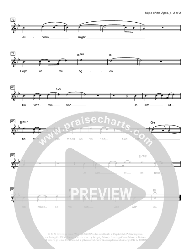 Hope Of The Ages Lead Sheet (Sovereign Grace)
