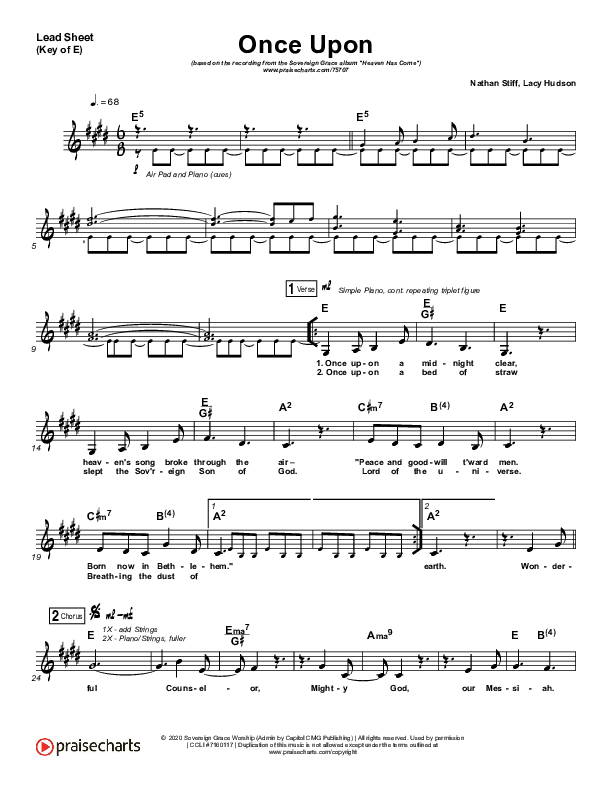 Once Upon Lead Sheet Melody (Sovereign Grace)