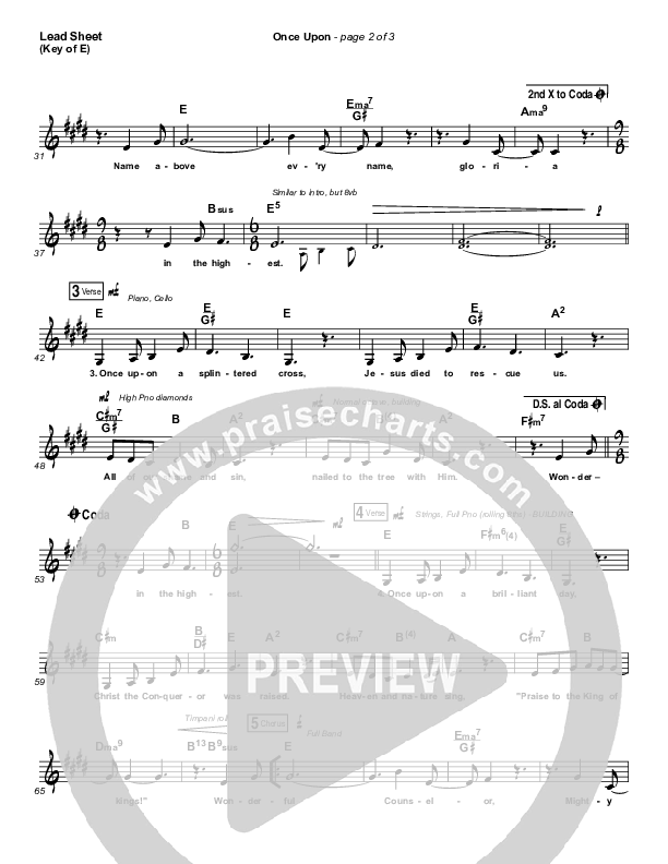 Once Upon Lead Sheet Melody (Sovereign Grace)