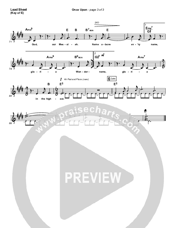 Once Upon Lead Sheet (Melody) (Sovereign Grace)