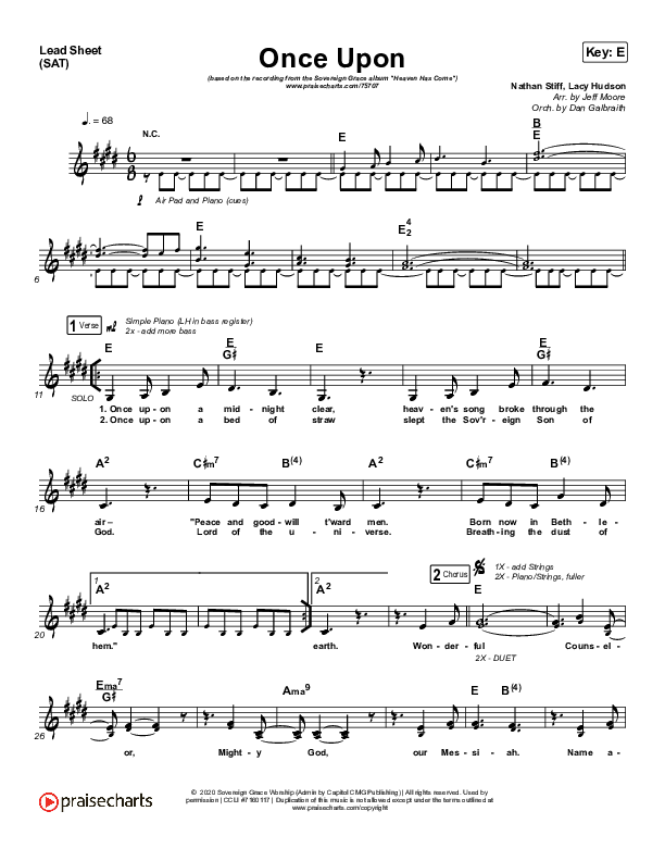 Once Upon Lead Sheet (SAT) (Sovereign Grace)