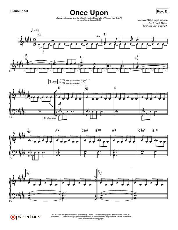 Once Upon Piano Sheet (Sovereign Grace)