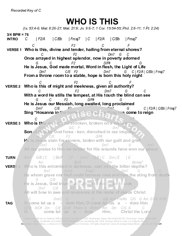 Who Is This Chord Chart (Sovereign Grace)