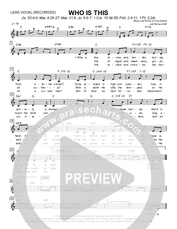 Who Is This Lead Sheet (Sovereign Grace)