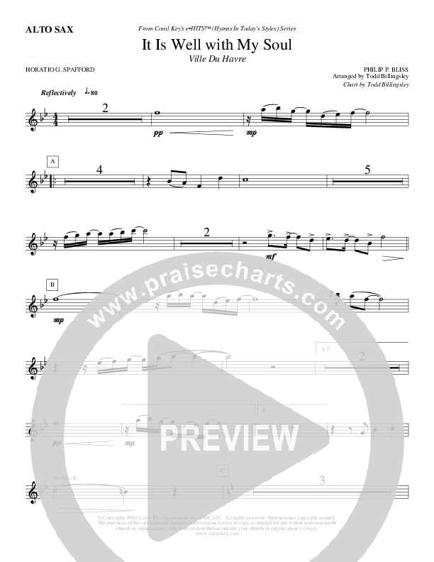 It Is Well With My Soul Alto Sax (Todd Billingsley)