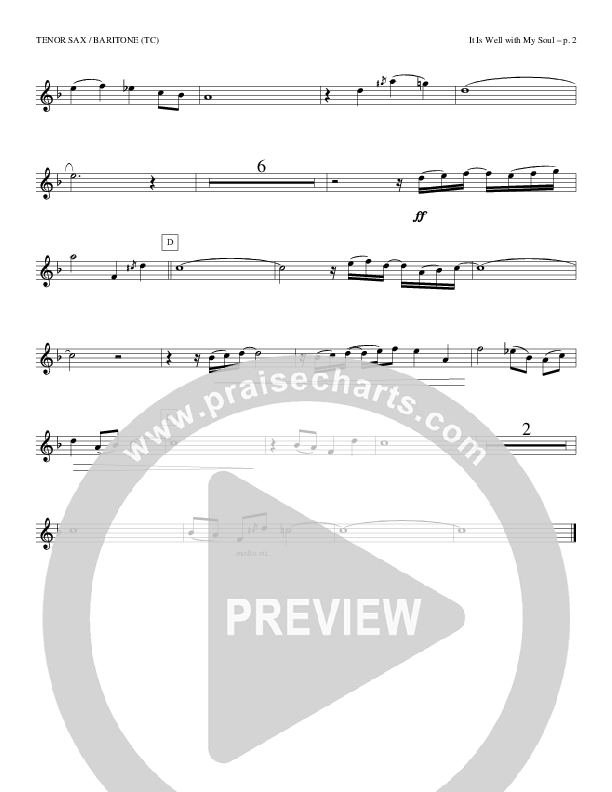 It Is Well With My Soul Tenor Sax/Baritone T.C. (Todd Billingsley)