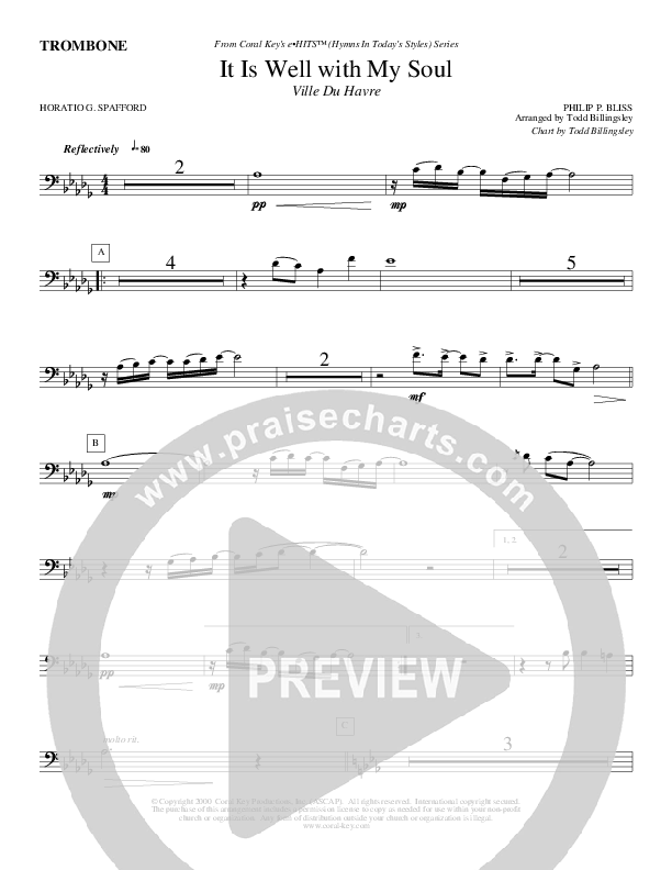 It Is Well With My Soul Trombone (Todd Billingsley)