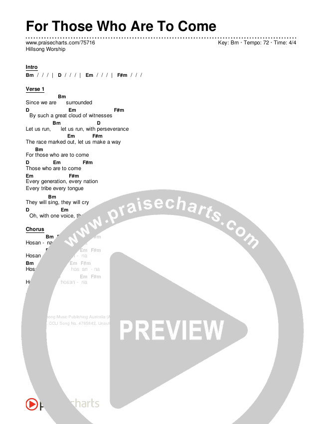 For Those Who Are To Come Chords & Lyrics (Hillsong Worship)