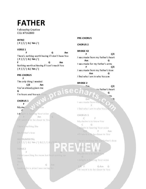 Father Chord Chart (Fellowship Creative)