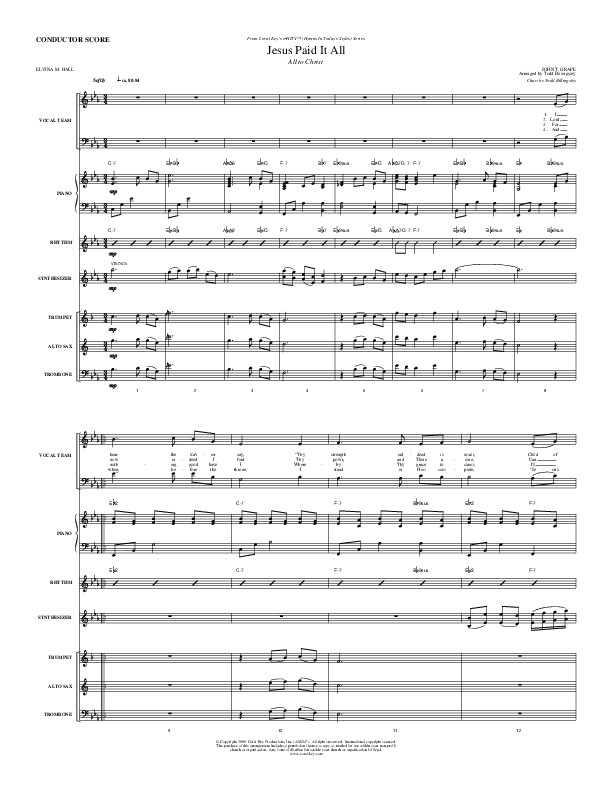Jesus Paid It All Conductor's Score (Todd Billingsley)