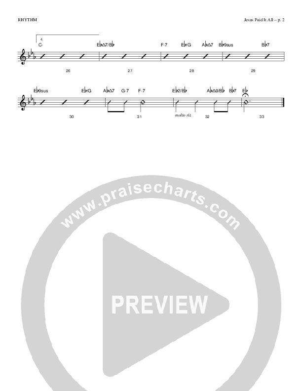 Jesus Paid It All Rhythm Chart (Todd Billingsley)