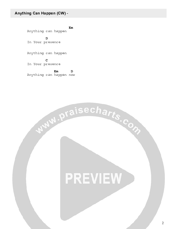 Anything Can Happen Chord Chart (Celebration Worship)