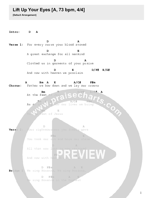 Lift Up Your Eyes Chord Chart (Celebration Worship)