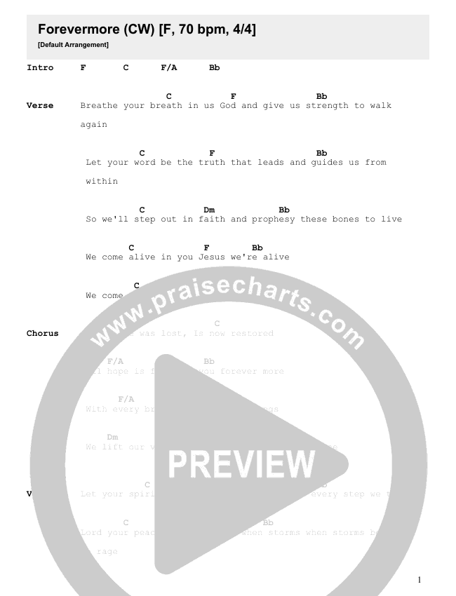 Forevermore Chords PDF (Celebration Worship) PraiseCharts