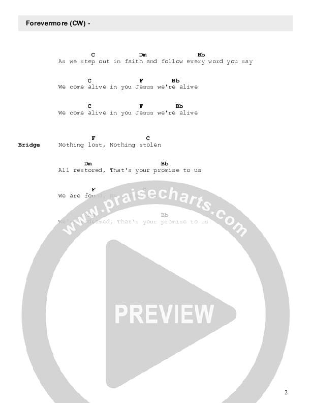Forevermore Chord Chart (Celebration Worship)