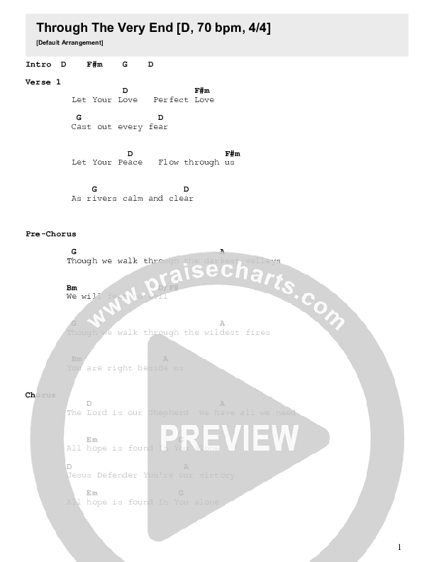 Through The Very End Chord Chart (Celebration Worship)