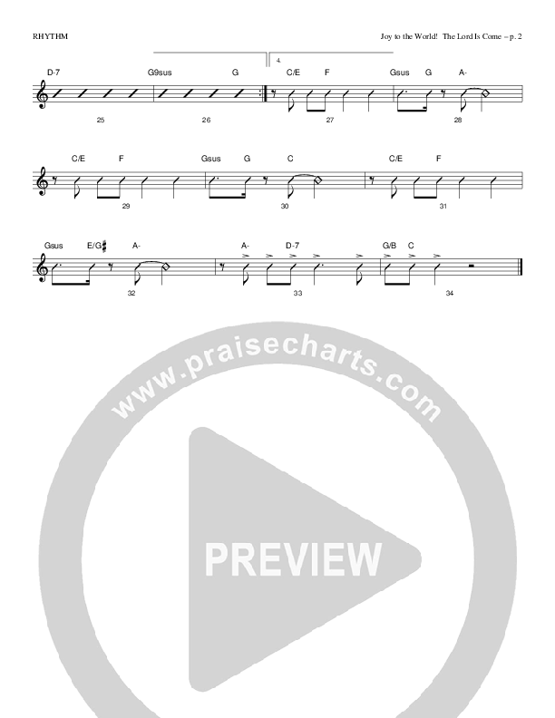 Joy To The World The Lord Is Come Rhythm Chart (Todd Billingsley)