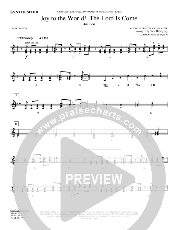 Joy To The World The Lord Is Come Synth (Todd Billingsley)