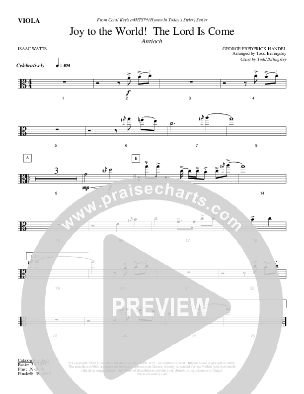 Joy To The World The Lord Is Come Viola (Todd Billingsley)