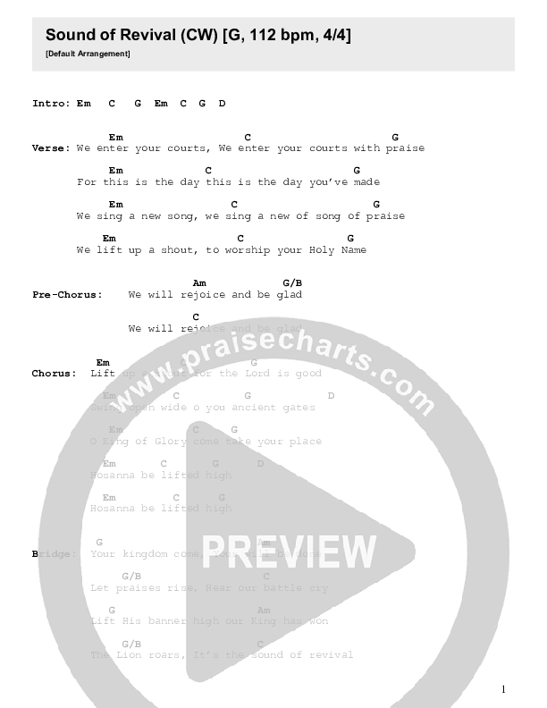 Sound Of Revival Chord Chart (Celebration Worship)