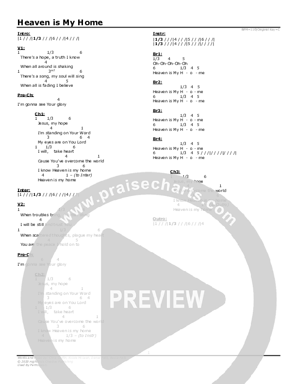 Heaven Is My Home Chord Chart (Highlands Worship)